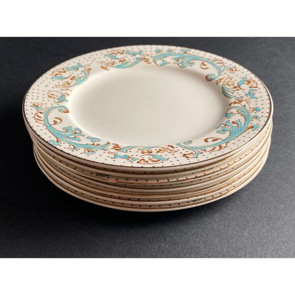 Set of 7 Antique Bread Plates by Meakin, Late 1890s - Brierley Pattern - Picture 4 of 6